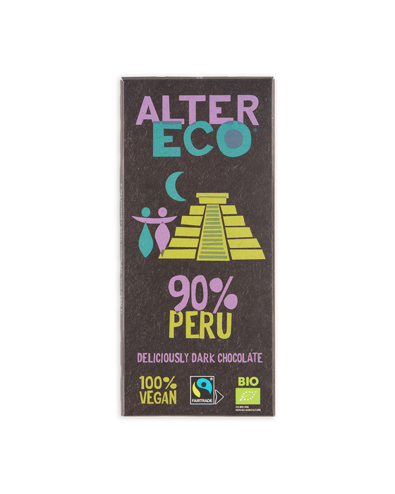 Tummasuklaalevy, 90 %, Alter Eco, 100 g