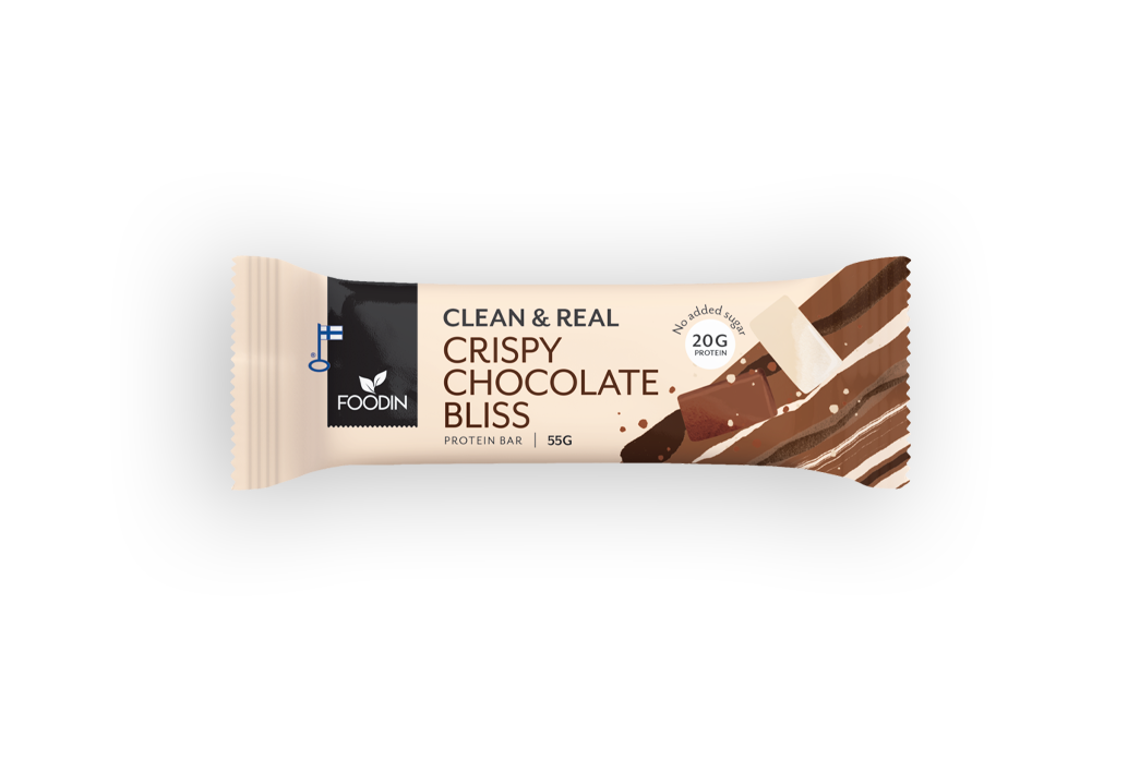 Clean & Real Protein Bar Crispy Chocolate Bliss, proteiinipatukka, Foodin, 55 g