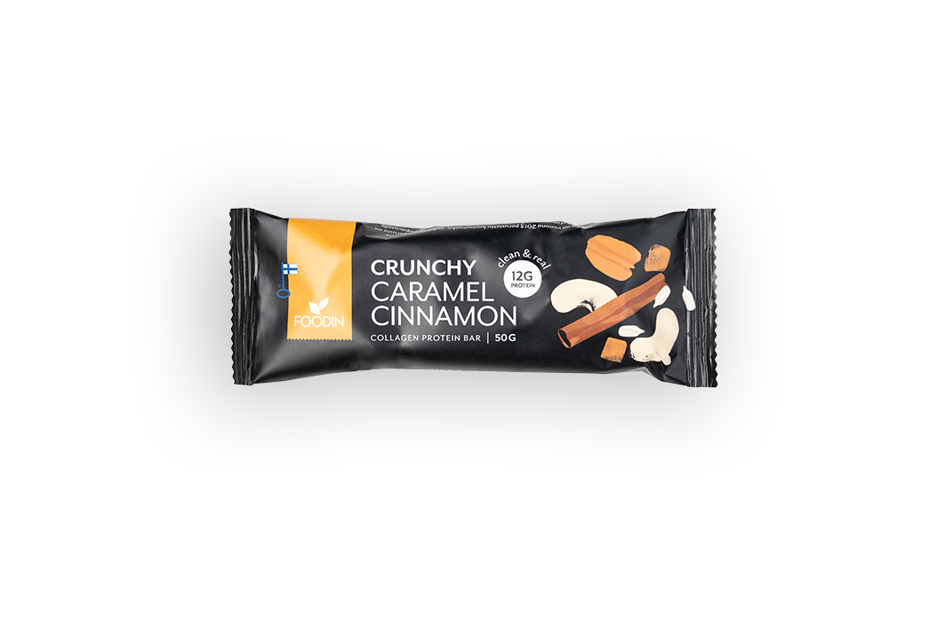Crunchy Collagen Protein Bar, Caramel Cinnamon, 50 g