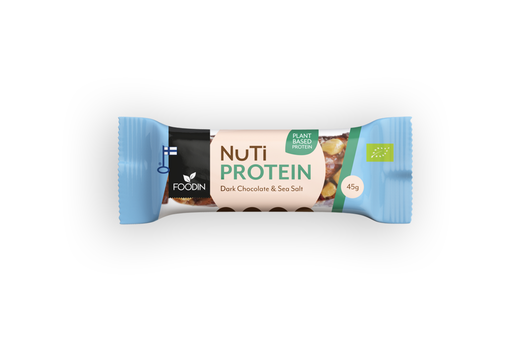 NUTI Protein, Dark Chocolate & Sea Salt, luomu, Foodin, 45 g