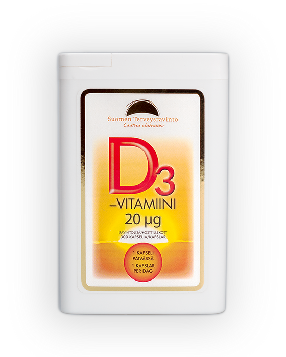 D3-vitamiini, 20 µg, 300 kapselia
