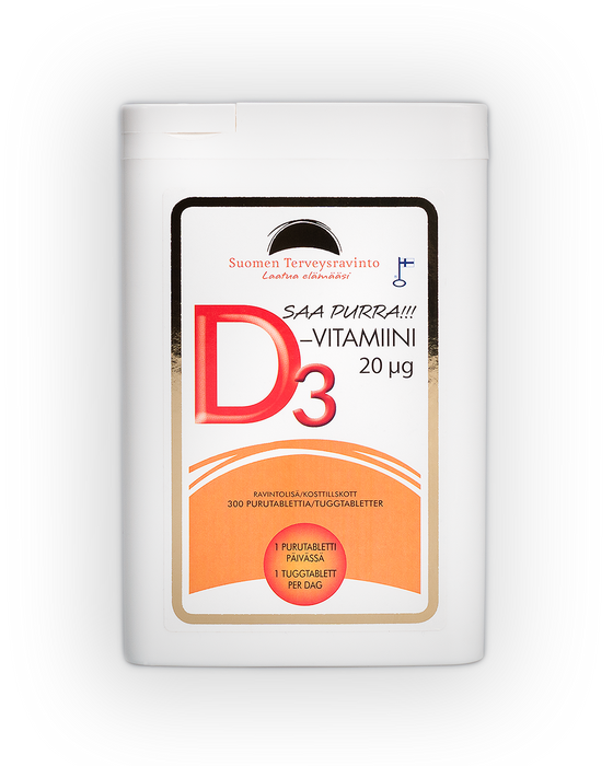 D-vitamiini Lapsille, 20 µg, 300 purutablettia