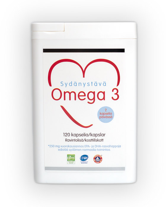 Sydänystävä Omega-3 fiskoljeberedning, 1000 mg, 120 kapslar